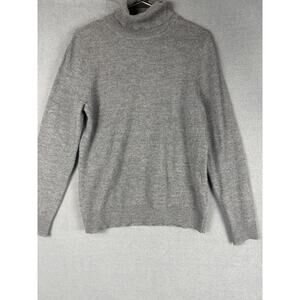 H by Halston Merino Wool Grey Turtleneck Sweater Large Cozy Knit